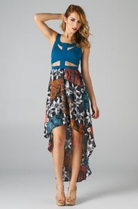 Image of Cut Out Bodice High Low Dress