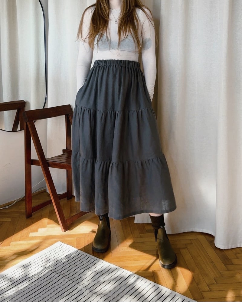 Image of n a n o v o ruffle skirt 001 / 100% ľan / LIMITED 2 PIECES