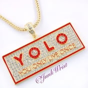 Image of Gold Crystal YOLO Pendant Chain 