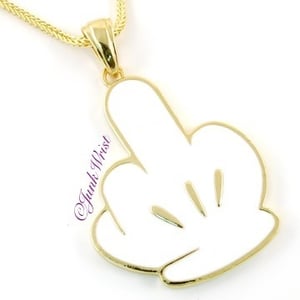 Image of Gold Cartoon Style Glove Middle Finger Chain