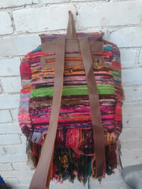 Image 7 of 4- Frill sari Bohemian Back Pack with leather straps Copy