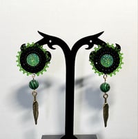 Malachite Beaded Pin-stud Earrings