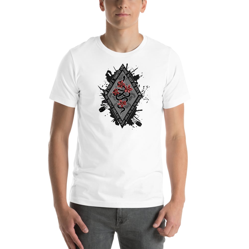 Image of Officially licensed beautiful venom diamond snake on black Unisex t-shirt