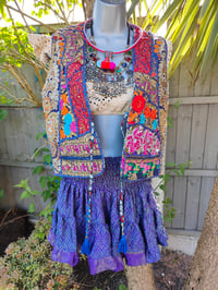 Image 3 of Boho Mini Skirt Rara- Purple s/m fits from age 12 girl to 12uk  adult