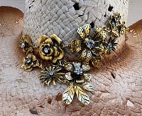 Image 4 of Caramel 2 Tone Cowboy Hat Gold Metal Flower Band 