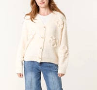 Image 3 of FLOWER SOFT KNITTED V-NECK CARDIGAN