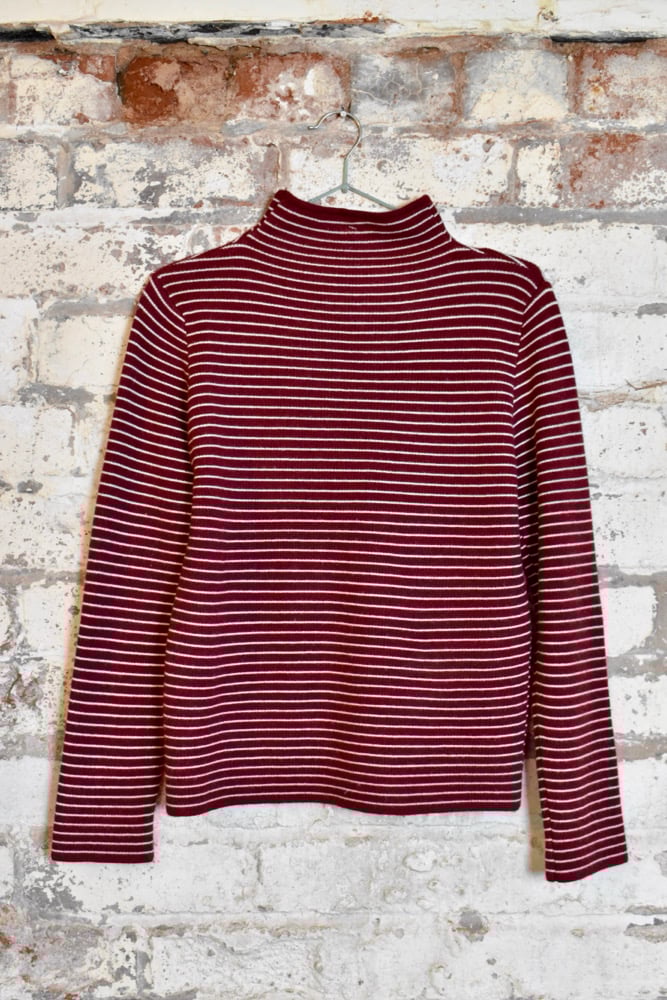 Image of High Neck Striped Top