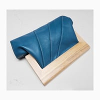 Image 2 of Teal Leather & Timber Clutch  