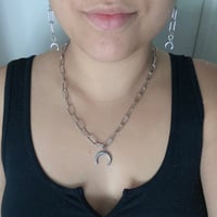 Image 5 of Crescent Moon Chain Necklace + Earring Set