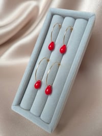 Image 2 of Créoles or gouttes rouges