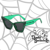 Image 2 of Deadly Bombshell- Green Cat Eye Sunglasses 