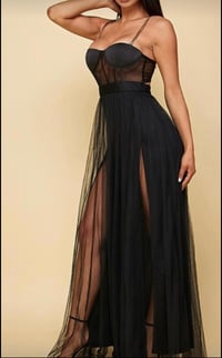 Image 2 of Chain Strap Bra Corset Maxi split Dress