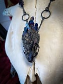 Blue Titanium Quartz Mink Skull - Necklace