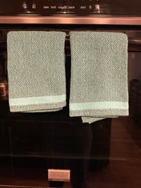 Image 2 of Plaited Twill Kitchen Towels ( pair) Turquoise/Charcoal