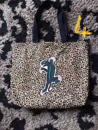 Image 4 of Leopard print panther patch large shoulder bag