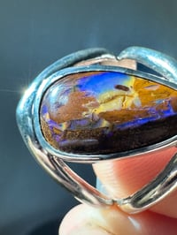 Image 7 of wood replacement boulder opal ring | size 12.5