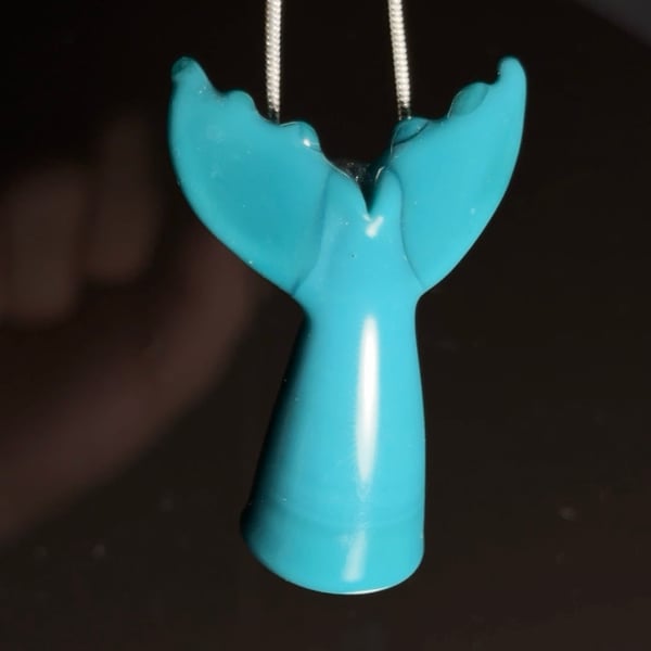 Image of Black Friday Sale Aqua whale tail pendant