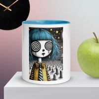 Designer whimsical coffee mug.  Coraline Mini-me Inspired Art Mug. Alternative gift
