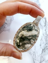 Image 2 of moss agate pendant in silver