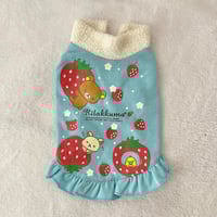 Pet Dress Blue Strawberry Size S