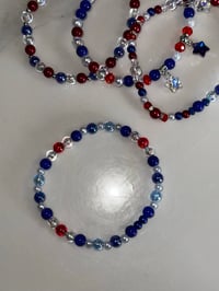 Image 6 of Fourth of July Memorial Day Patrotic Red White and Blue Tumbler Bracelet Stack