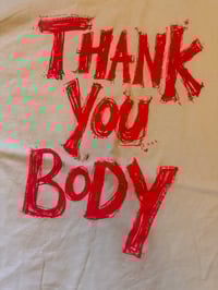Image 1 of White thank you body T shirt with orange text (5XL)