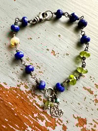 Image 6 of lapis and peridot charm bracelet