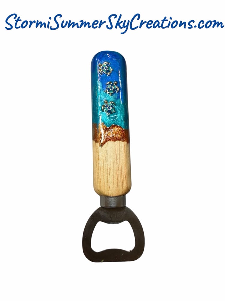 Image of Wooden handle Beach Themed Bottle Opener