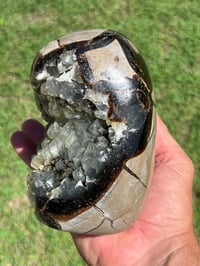 Image 9 of Septarian Nodule Polished Freeform With UV Calcite Inclusions| Madagascar #2893