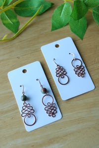 Image 1 of Asymmetrical Swirl Copper Earrings 