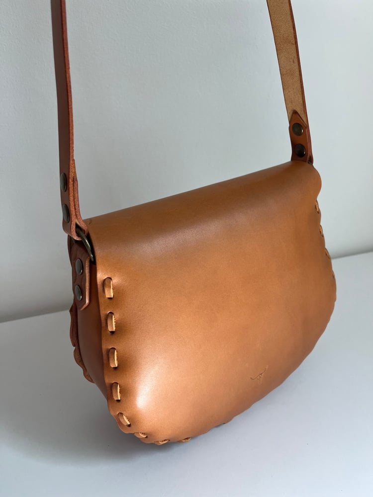 Image of Tan Vachetta Crossbody Saddle Bag