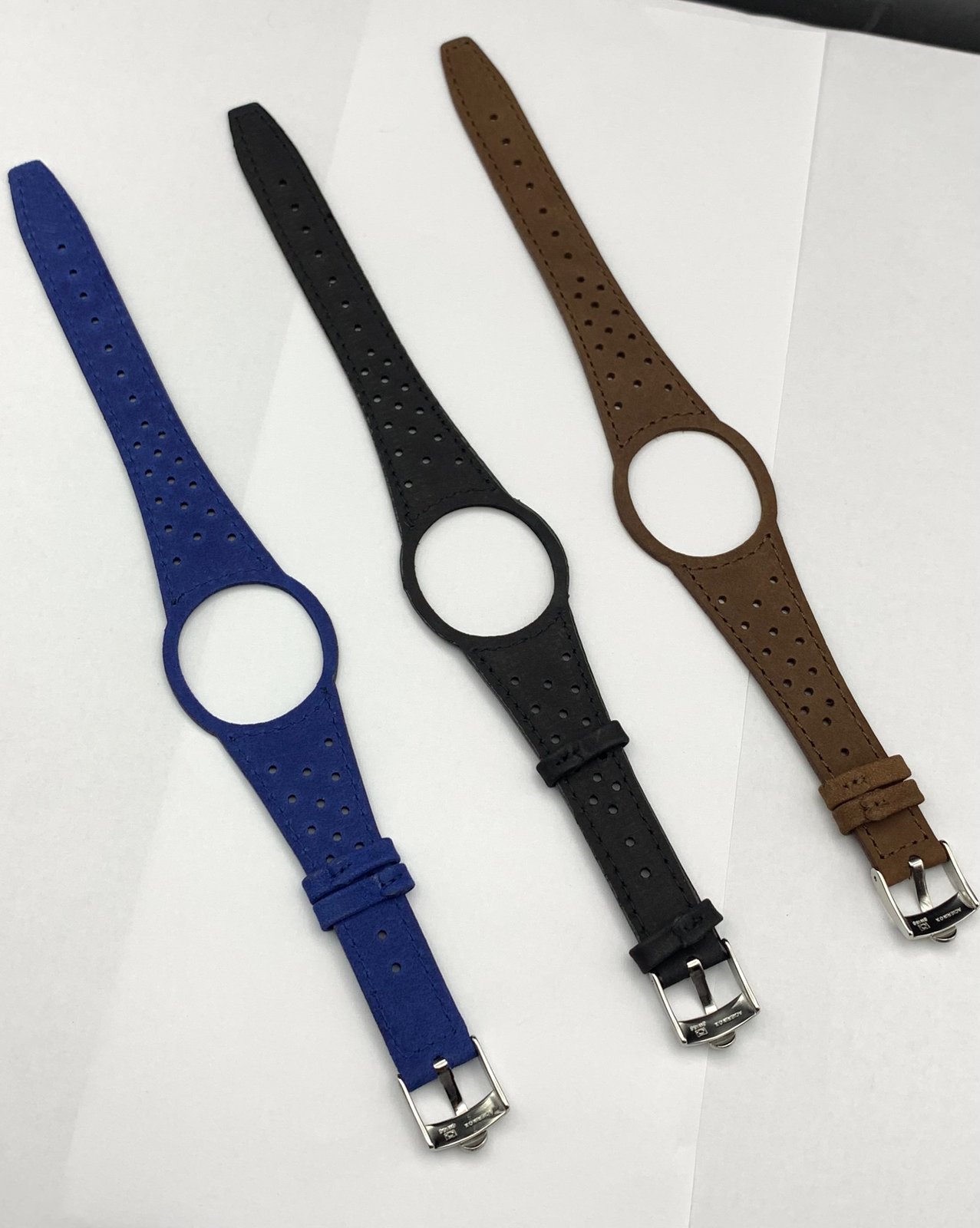 Genuine Leather Strap Band bracelet with Silver Buckle for Omega Dynamic watch BLUE BLACK BROWN