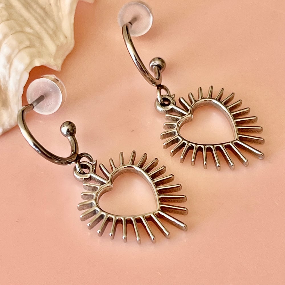 Image of Spiky Heart Half Hoops