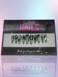 Image 1 of Emerald Envy - Handmade Press On Nails (Large)