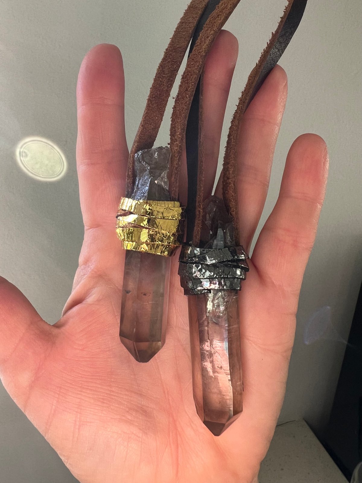 TWIN SLIM:  SMOKEY QUARTZ  -goldenrod