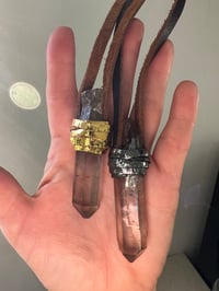 Image 3 of TWIN SLIM:  SMOKEY QUARTZ  -goldenrod