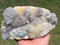 Image 1 of Large QR Code Fluorite On Druzy Quartz Matrix Specimen #2628