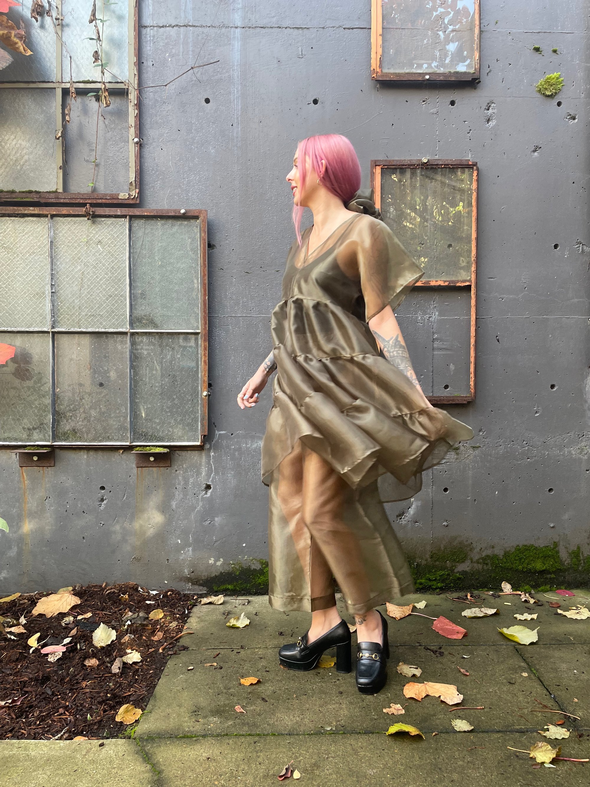 Holly Stalder Olive Green Organza Set / Pants and Dress | Holly Stalder Holly Stalder Olive Green Organza Set / Pants and Dress | Holly Stalder