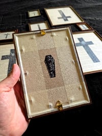 Image 3 of " 2 way Crucifix" 1800's bible page with preserved spider web 6