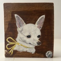 Image 2 of Original painting on wood -chihuahua with a yellow ribbon