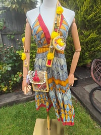 Image 7 of Havana Halter Dress- classic statement holiday piece- one size - RED / YELLOW