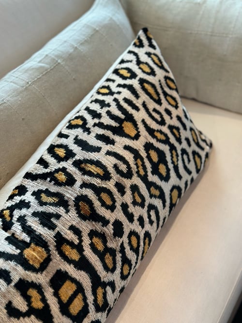 Image of Ikat Velvet Leopard Cushion 