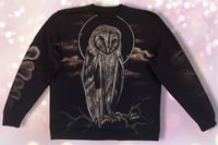 Image 1 of “OWL SPIRIT” BLEACH PAINTED PULLOVER SWEATER XL