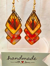 Image 5 of Handcrafted Resin Sun Goddess Earrings 