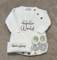 White Hello World Booties Set