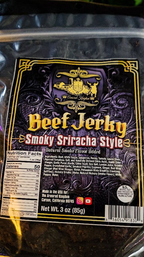 πThe Armored Kingdom Smoky Sriracha Style Beef Jerky π