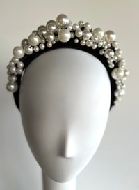Image 1 of Pearl trimmed black velvet headband