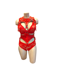 Image 1 of Red lace bolero set 