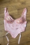 Pink and Gold Jacquard dragon bustier reversible corset top