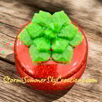 Image 1 of Round Red with Green flower Prayer/Trinket Box